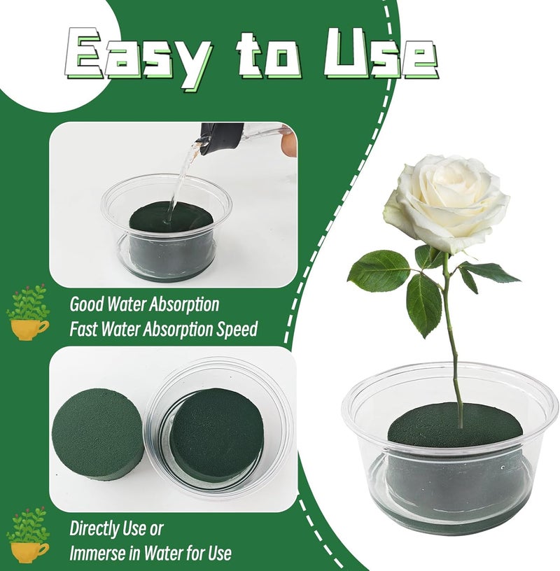 OJYUDD 8 PCS Round Floral Foam,Green Wet Dry Flower Foam,Florist Plant Foam Block for Wedding,Artificial Aisle Flowers,Party Decoration,Fresh Flowers Arrangements - Image 4